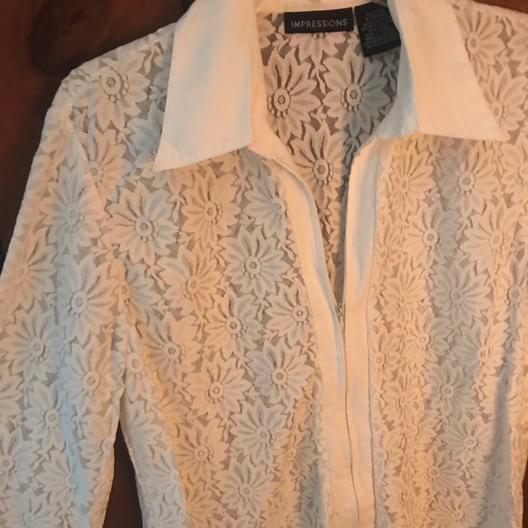 Impressions semi sheer zip up blouse - Picture 5 of 5